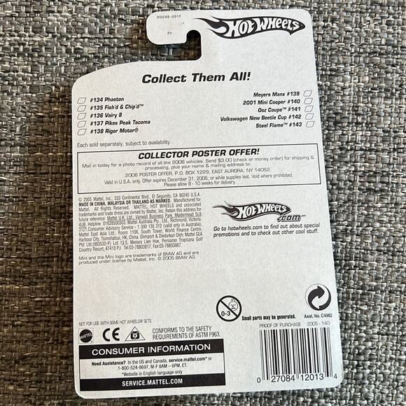 UNOPENED Hot Wheels Car - 2001 mini cooper 140 "Faster than ever"  (2005) - Picture 2 of 4